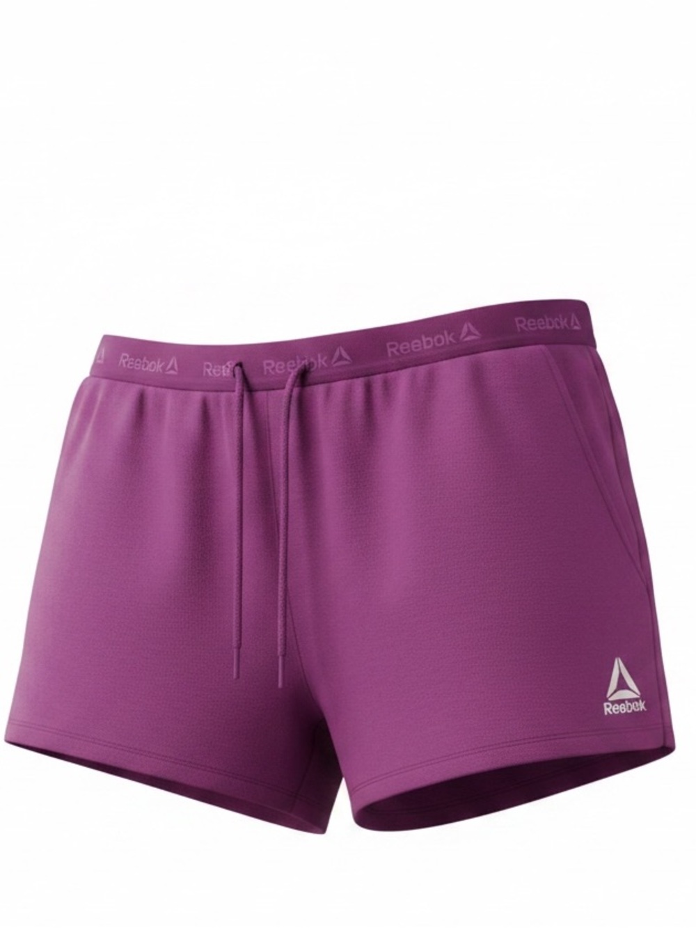 Reebok Womens Purple Knit Athletic Shorts Drawstring Elastic Waist Logo Medium